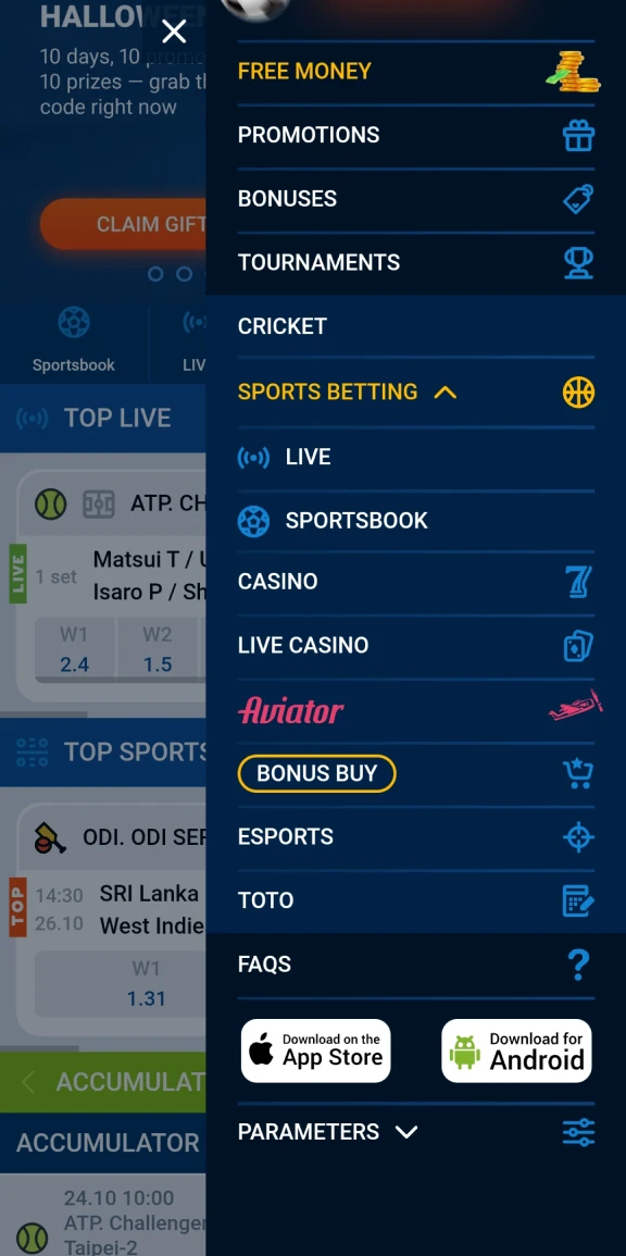 Click the download button for the Mostbet app for iOS.