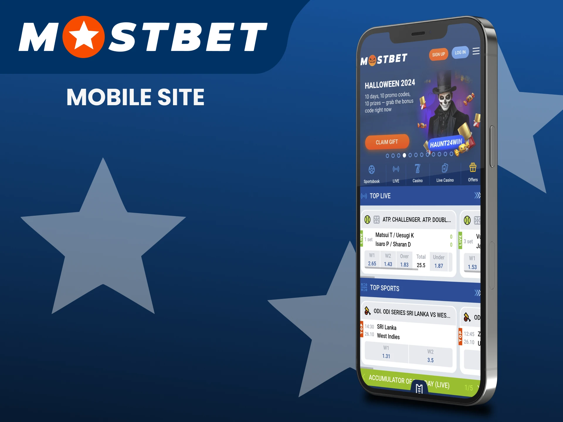 Check out the mobile version of the Mostbet website.