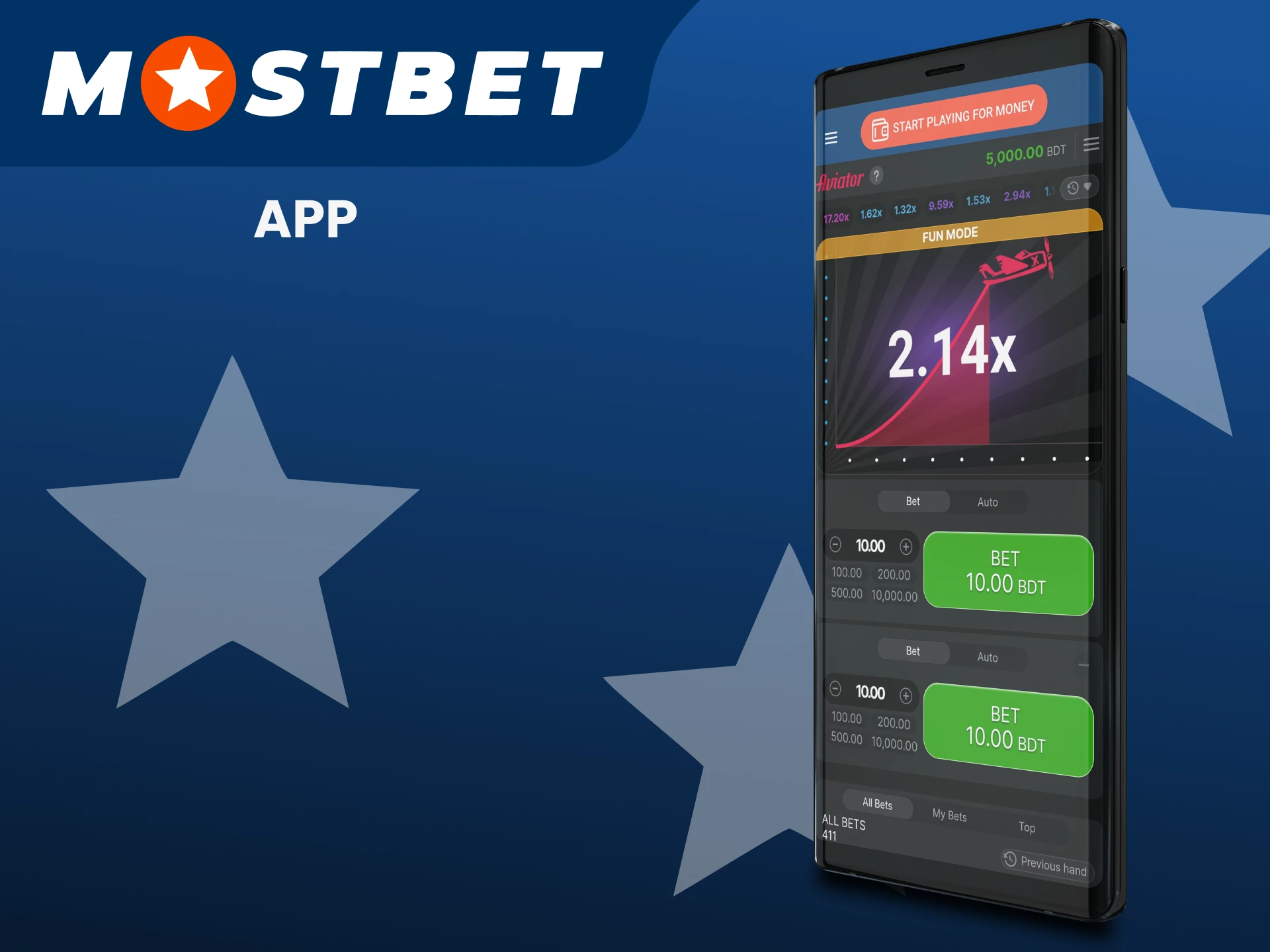 Use the Mostbet app to play Aviator.