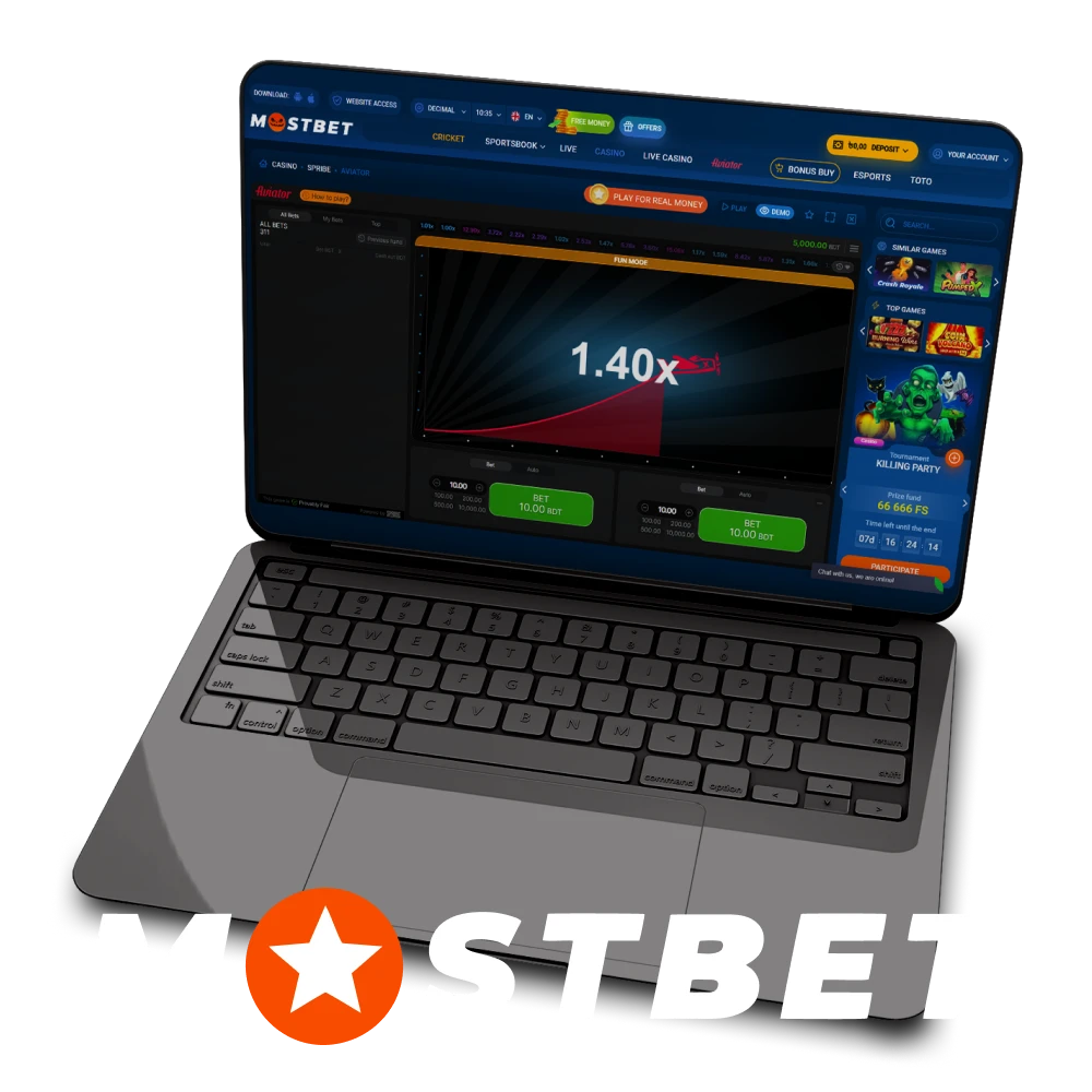 To play Aviator, choose Mostbet.