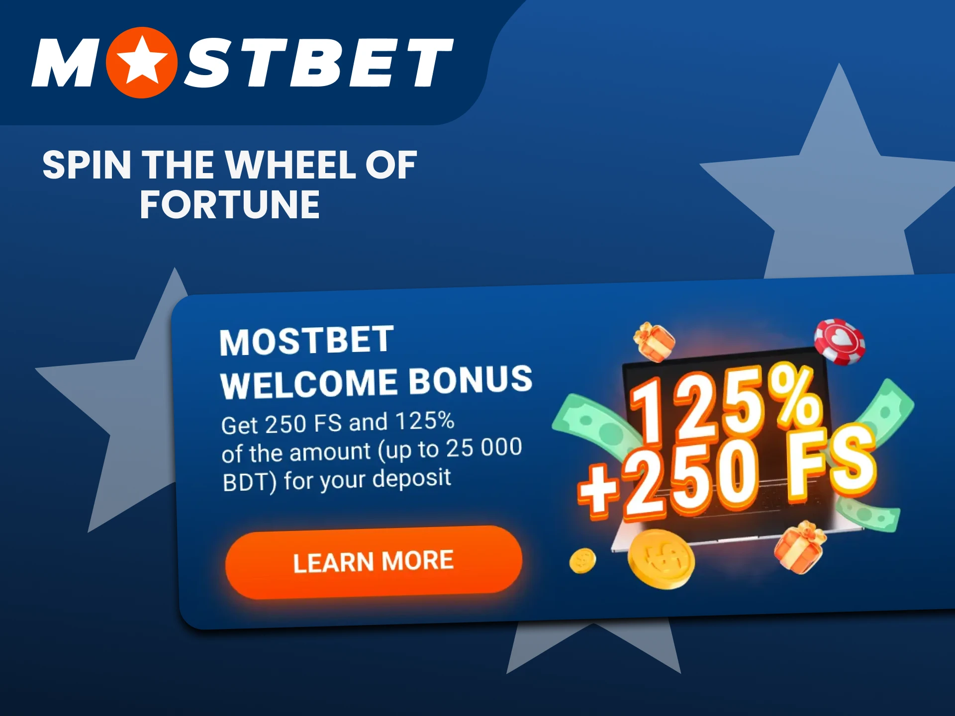 Get your spins for the wheel of fortune from Mostbet.