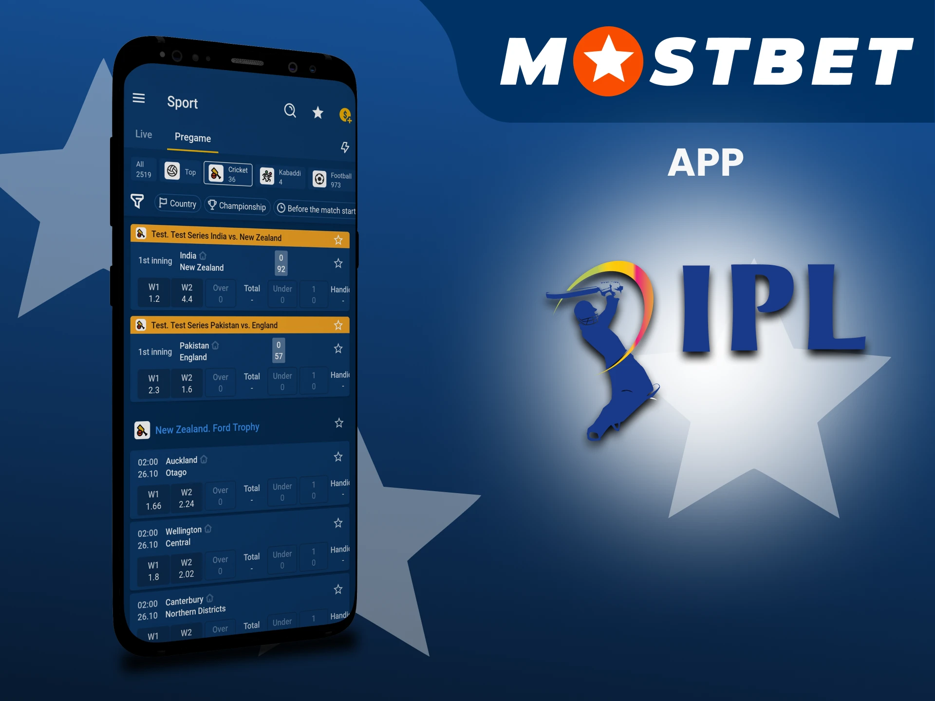 Use the Mostbet app to bet on the IPL.