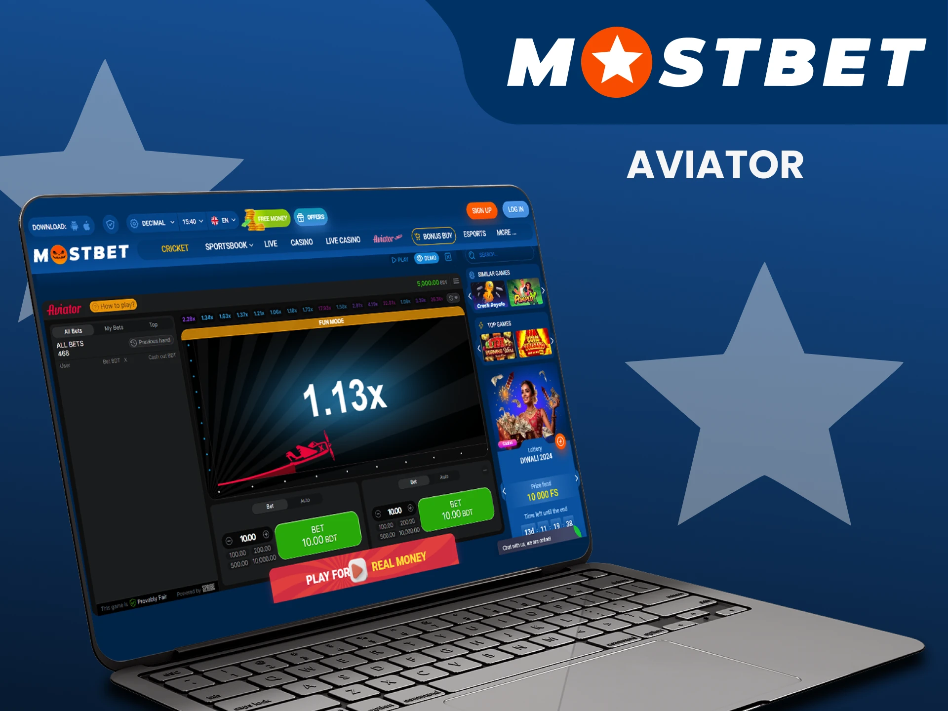 Play Aviator from Mostbet.