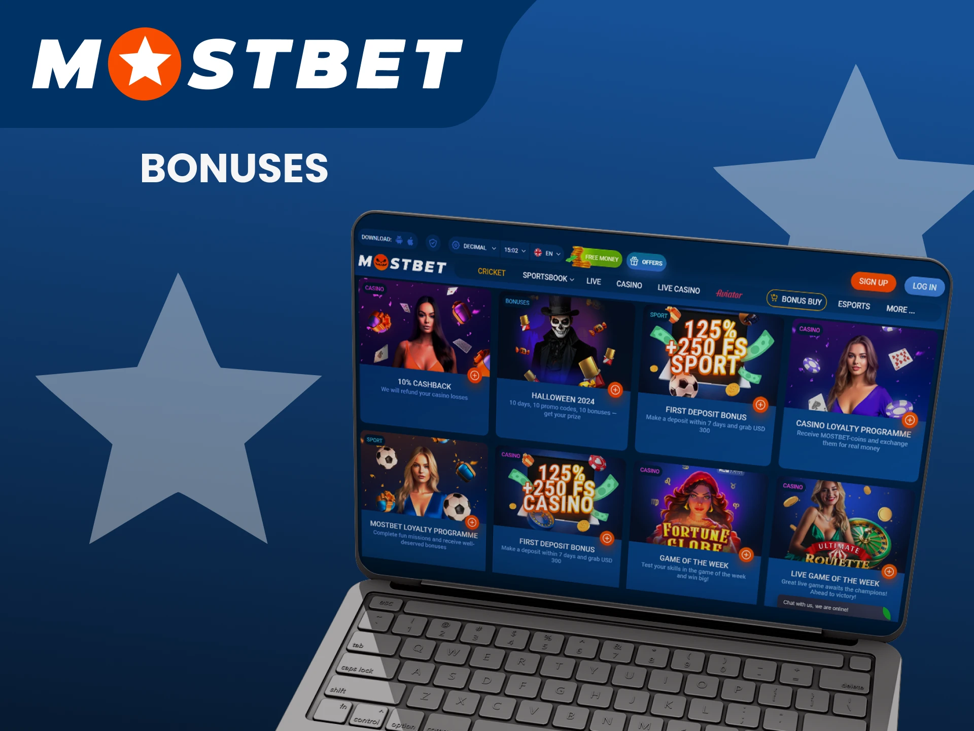 Get bonuses from Mostbet.