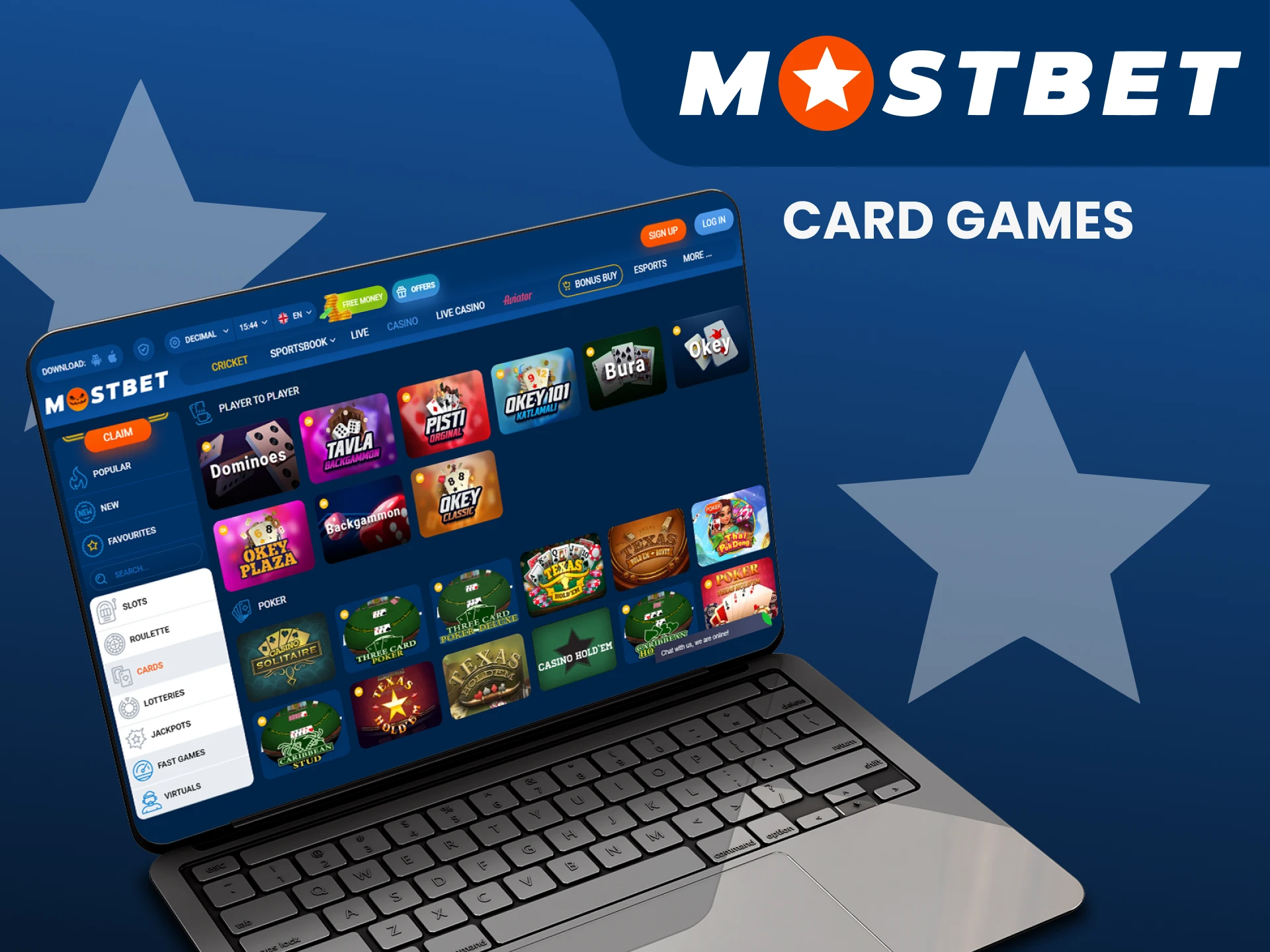 Fans of card games are advised to visit the casino from Mostbet.