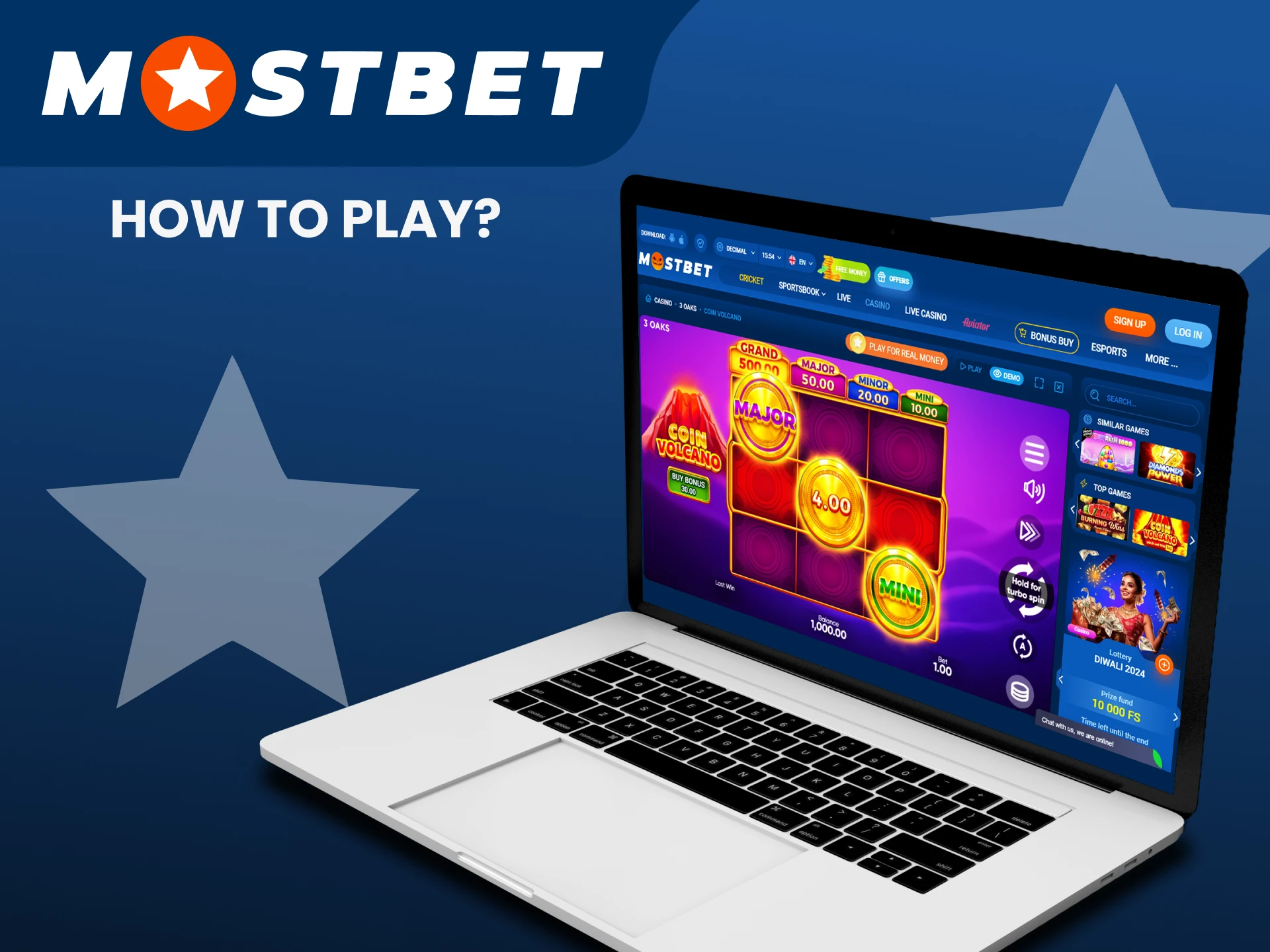 Visit the casino section for games at Mostbet.