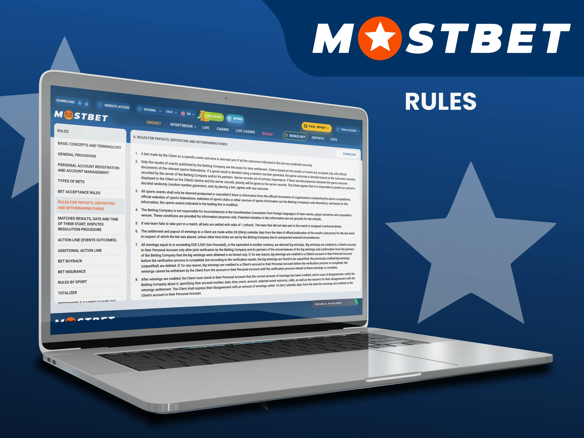 Learn the rules for withdrawing funds at Mostbet.