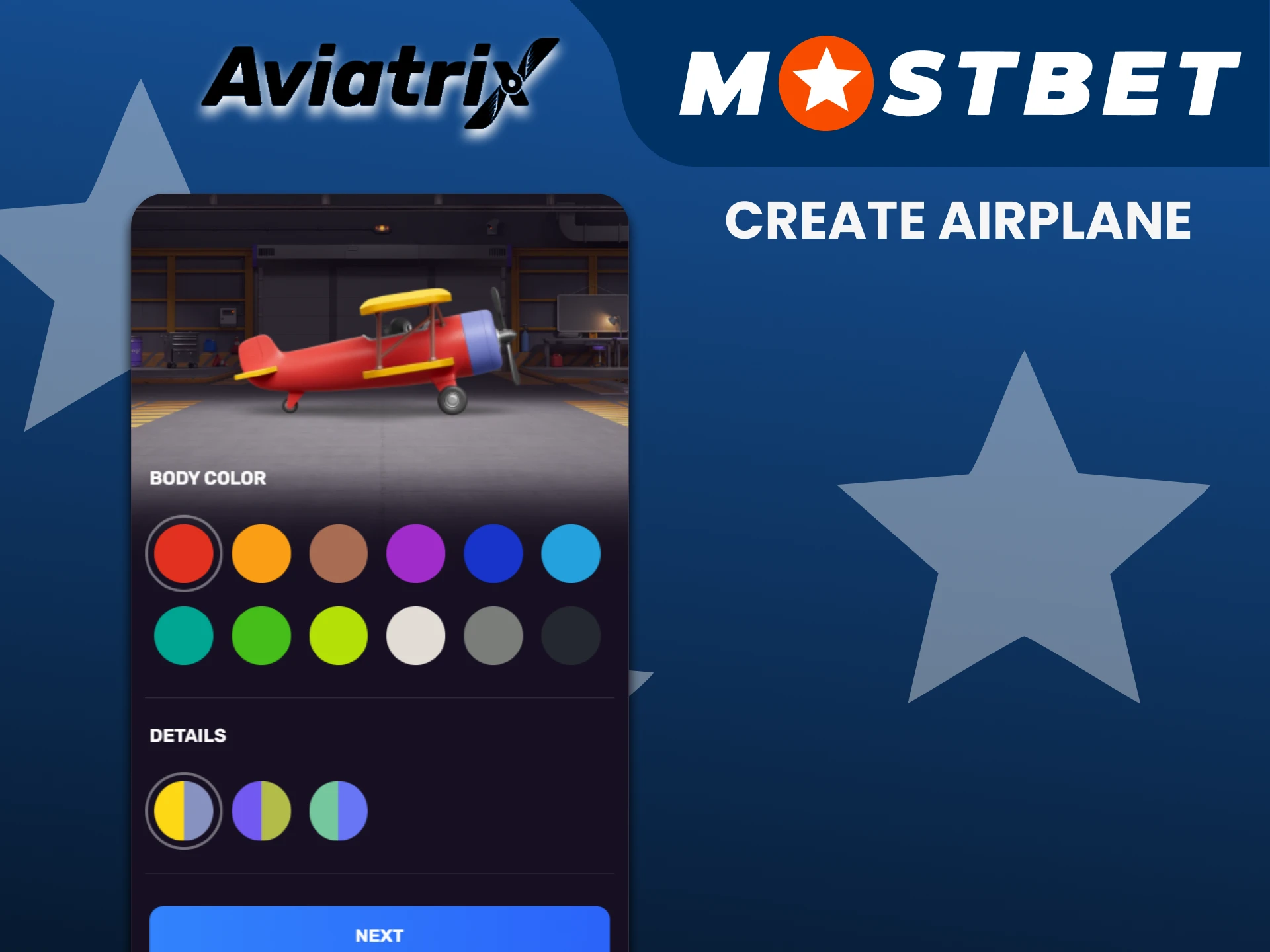 You can create an airplane in the Aviatrix game from Mostbet yourself.