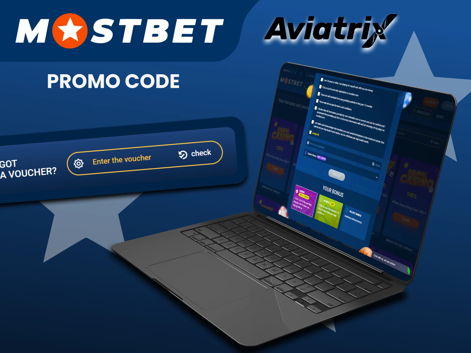 Use the promo code for the game Aviatrix from Mostbet.