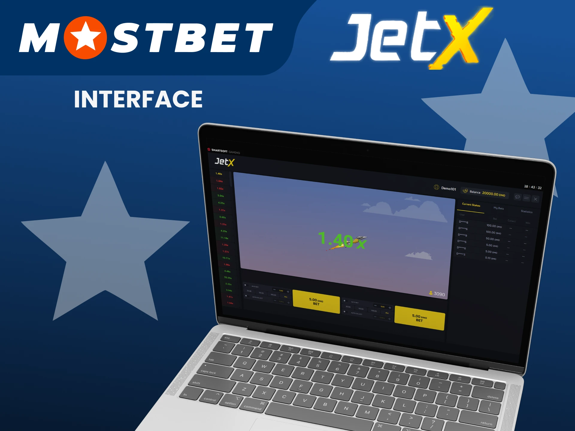 Explore the possibilities of the Jetx game interface on Mostbet.