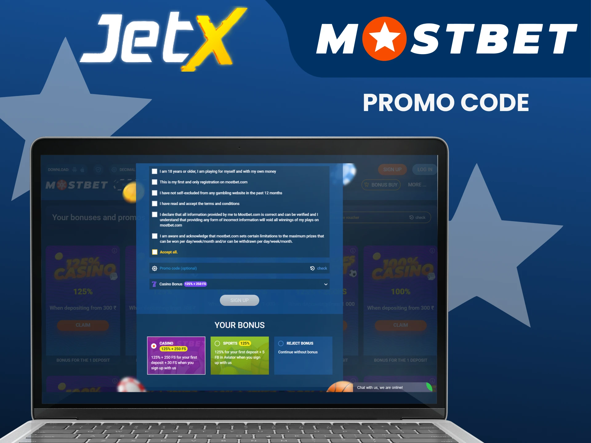 Mostbet gives a promo code for the game Jetx.