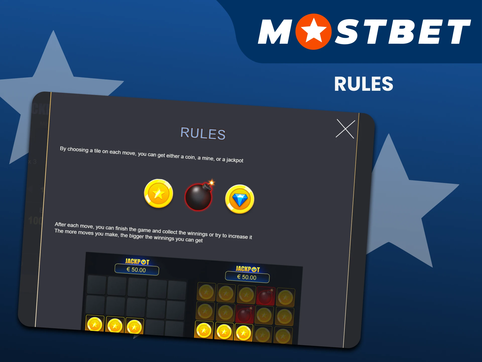 Learn the rules of the Mina games on Mostbet.