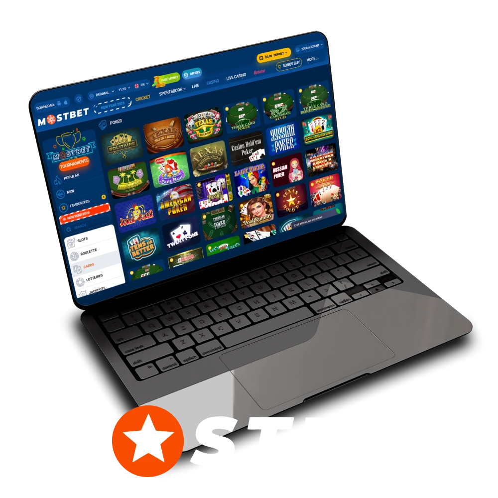 For casino games on Mostbet, choose poker.