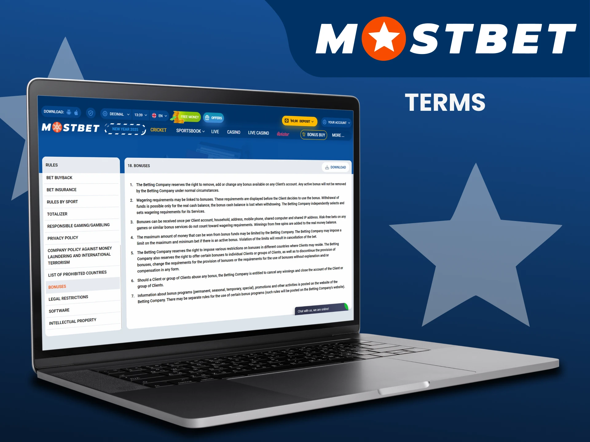 Check out the terms and conditions for the Mostbet promo code.