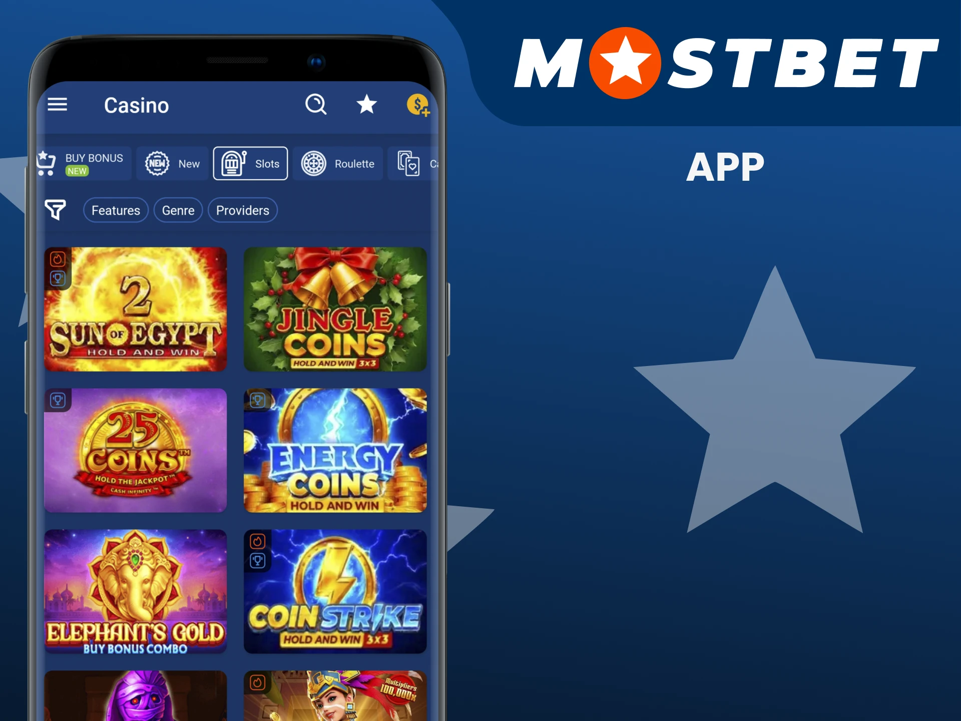 Play slots through the Mostbet app.