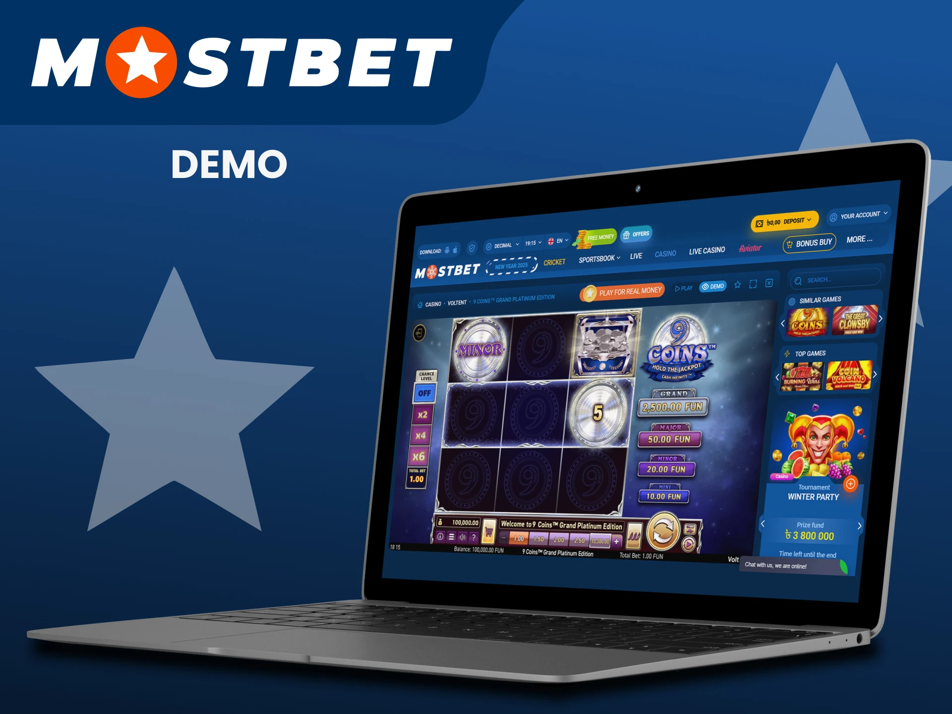 You can try slots in demo version on Mostbet.