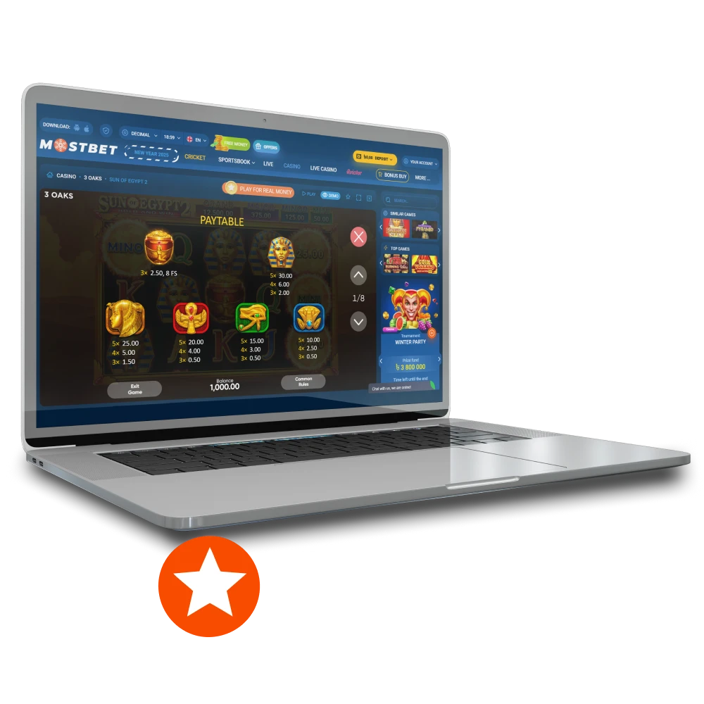 Choose slots from Mostbet.